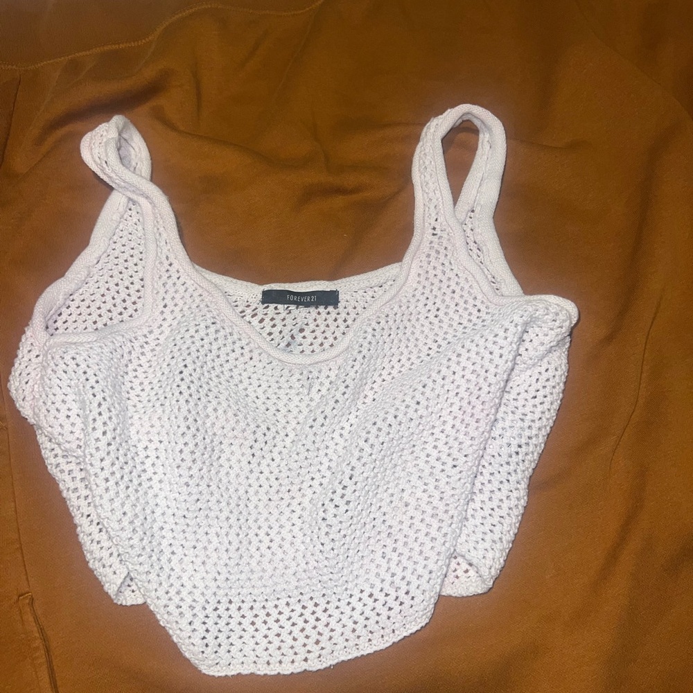 Forever 21 White Crochet Tank Top